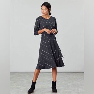 JOULES Grey Bee Long-Sleeve Monica Jersey Dress w/ Belt NWOT sz 6 - Fit n’ Flare